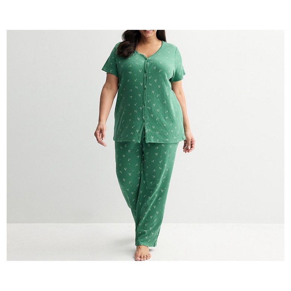 Croft & Barrow Pajama Set Women 3X Green Short Sleeve Loungewear NEW